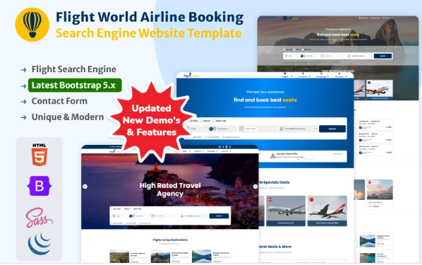 FlightWorld – Airline Booking Search Engine Website Template — Template by Templatemonster