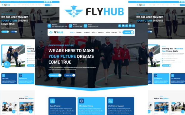 Flyhub – Flight And Aviation Academy HTML5 Template — Template by Templatemonster