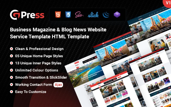 GPress – News Business Magazine Blog Press Zeitung HTML Website Template — Template by Templatemonster