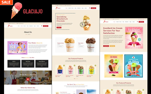 Glaciajo – Ice Cream and Online Food Shop eCommerce HTML and Bootstrap Website Template — Template by Templatemonster