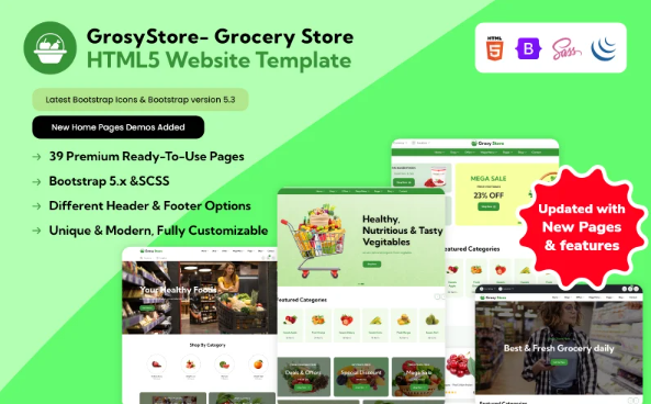 GrosyStore- Grocery Store HTML5 Website Template — Template by Templatemonster