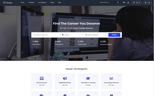 Hireyou – Job Board HTML Website Template — Template by Templatemonster