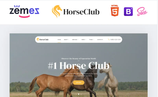 HorseClub – Elegant Animals Multipage HTML Website Template — Template by Templatemonster