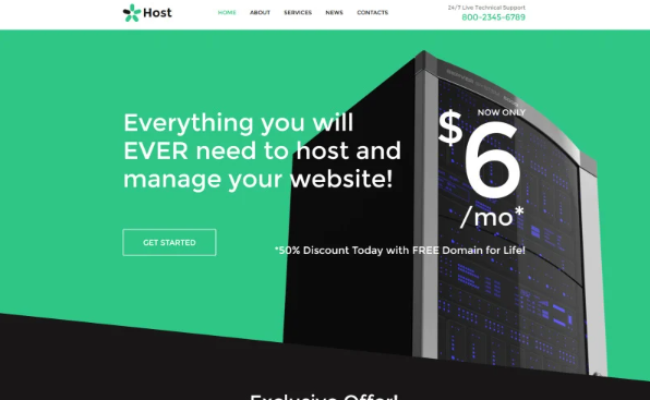 Hosting Responsive Website Template — Template by Templatemonster