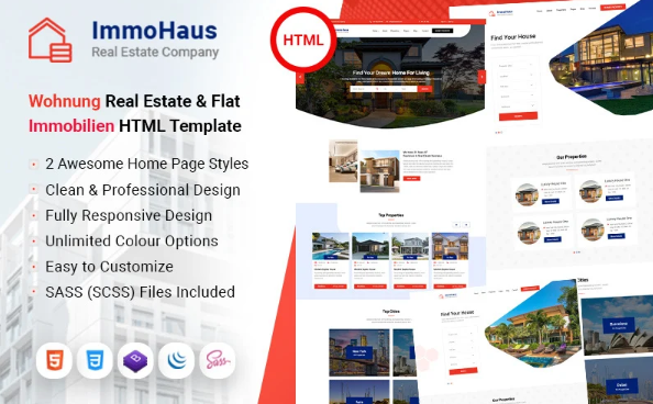 ImmoHaus – Real Estate House Flat Rent Service Company HTML Template