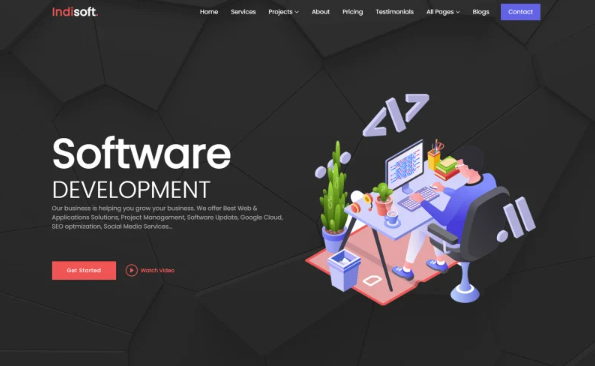 Indisoft – Software Company & Business Services Multipurpose Responsive Website Template — Template by Templatemonster