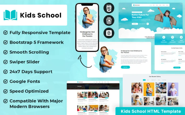 Kids School HTML Template — Template by Templatemonster
