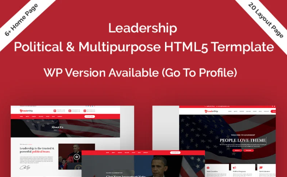Leadership Political Bootstrap HTML5 Website Template