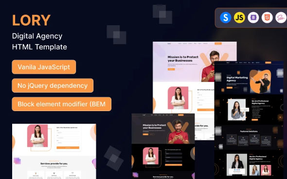 Lory – Digital Agency HTML Template — Template by Templatemonster