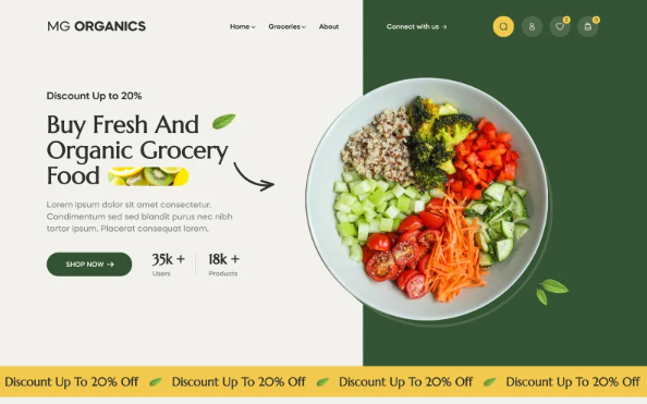 MG Organics – Grocery Store eCommerce Website HTML Template — Template by Templatemonster