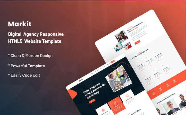 Markit – Digital Agency Responsive Website Template — Template by Templatemonster