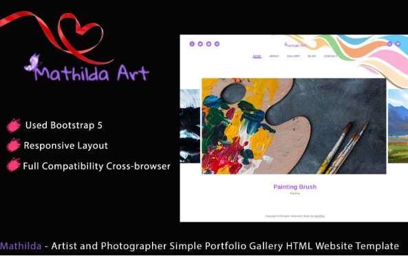 Mathilda – Artist and Photographer Simple Portfolio Gallery HTML Website Template — Template by Templatemonster