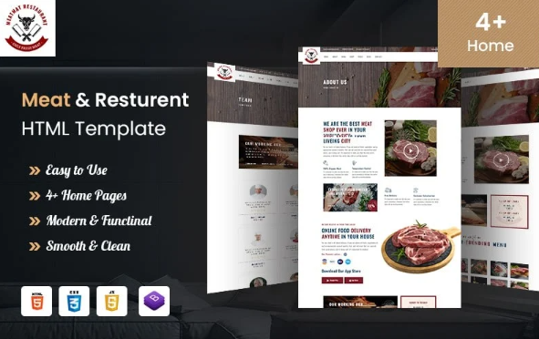 Meat Farm and Seafood Store Restaurant Bootstrap HTML5 Website Template — Template by Templatemonster