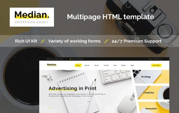 Median – Advertising Agency HTML Website Template — Template by Templatemonster
