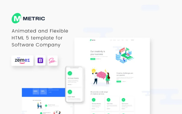 Metric – Creative Digital Agency Website Template — Template by Templatemonster