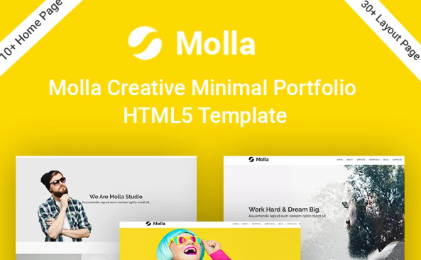 Molla Creative Minimal Portfolio HTML5 Website Template — Template by Templatemonster