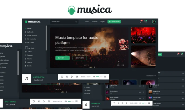 Musica – Music streaming & Record HTML5 Website Template — Template by Templatemonster