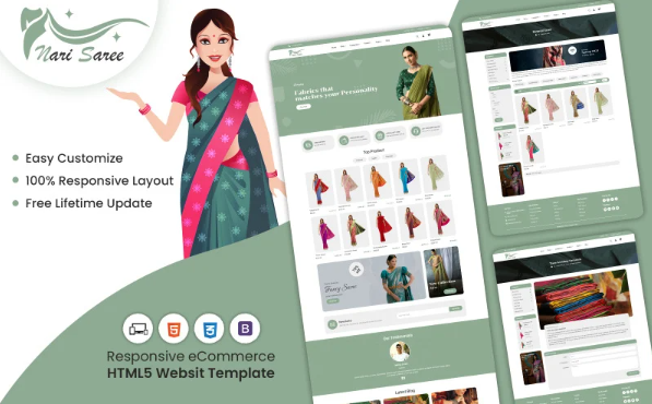 NariSaree – Saree Store HTML5 Website Template — Template by Templatemonster