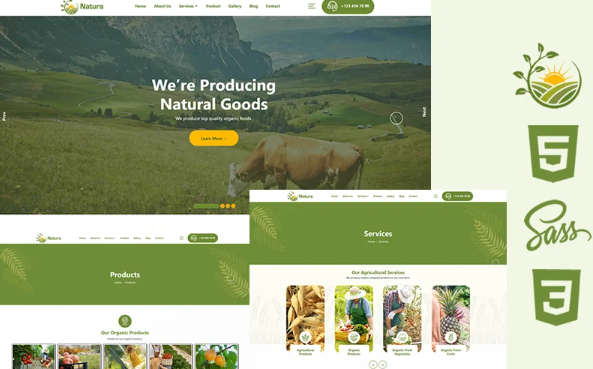 Natura – Agricultural Farm Html5 Css3 Theme Website Template — Template by Templatemonster