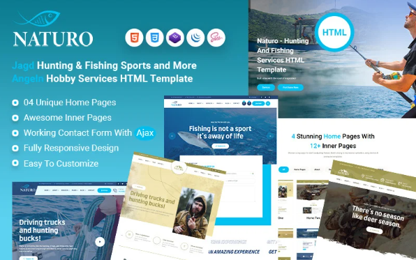 Naturo – Hunting Fishing Outdoor Hobby Services HTML Template — Template by Templatemonster