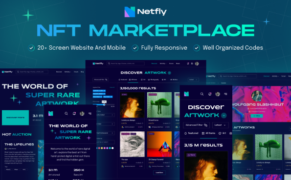 Netfly – NFT Marketplace Tailwind Template — Template by Templatemonster