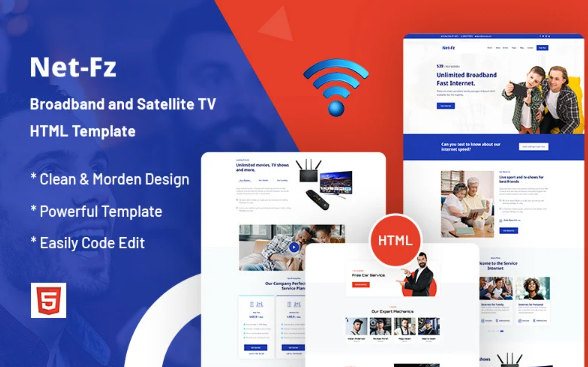 Netfz is Internet, Broadband and Satellite TV Website Template — Template by Templatemonster