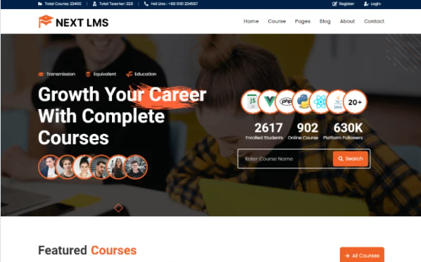 Next LMS – LMS Online Education Course React Template — Template by Templatemonster