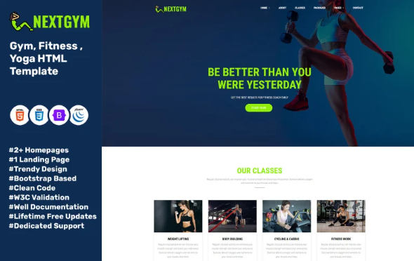 NextGym – Gym, Fitness & Yoga HTML template — Template by Templatemonster