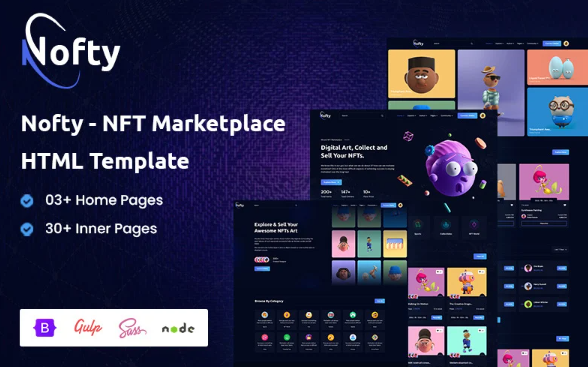 Nofty – NFT Marketplace HTML5 Template — Template by Templatemonster