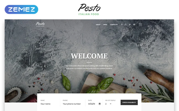 Pesto – Italian Restaurant Multipage Stylish HTML Website Template