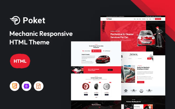 Poket – Automotive & Mechanic Responsive Website Template — Template by Templatemonster