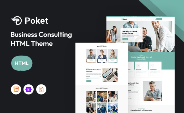 Poket – Business Consulting Responsive Website Template — Template by Templatemonster