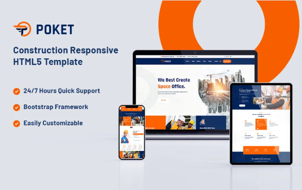 Poket – Construction Responsive Website Template
