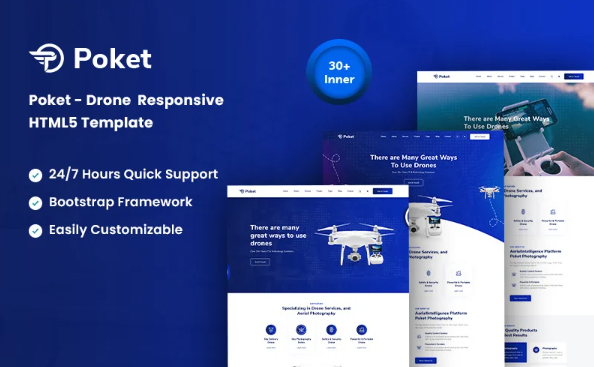 Poket – Drone Responsive Website Template — Template by Templatemonster