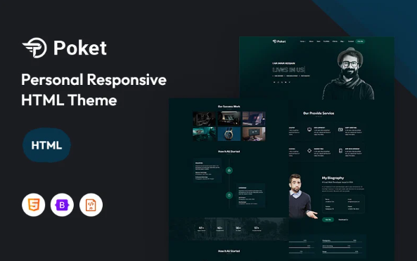 Poket – Personal Portfolio Responsive Website Template — Template by Templatemonster