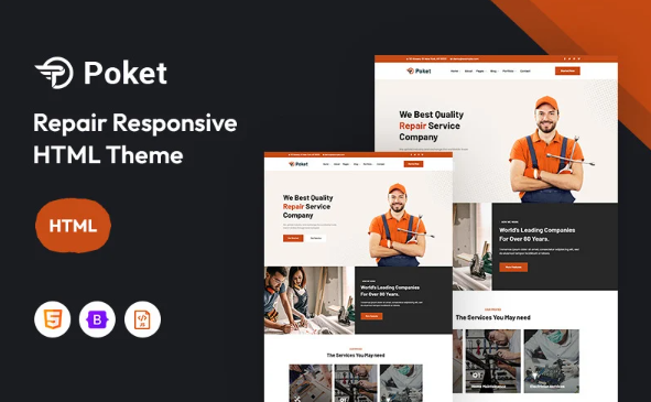 Poket – Repair Responsive Website Template — Template by Templatemonster