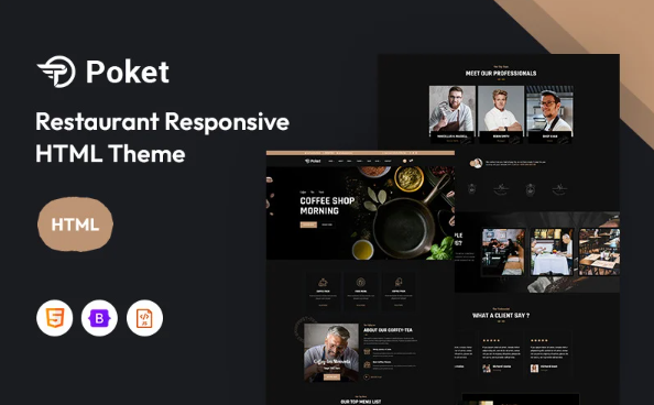 Poket – Restaurant Responsive Website Template — Template by Templatemonster