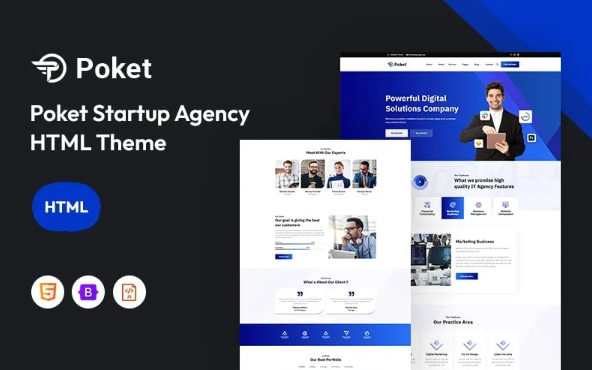 Poket – Startup Agency Website Template — Template by Templatemonster