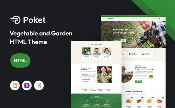 Poket – Vegetable and Garden Website Template — Template by Templatemonster