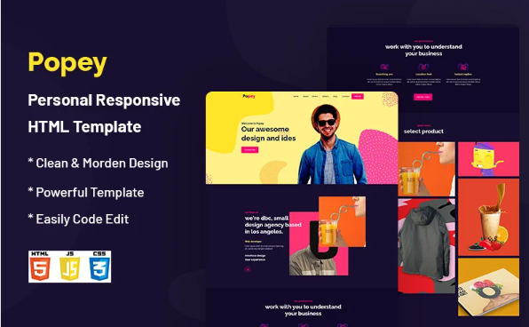 Popey – Personal HTML5 Website Template — Template by Templatemonster