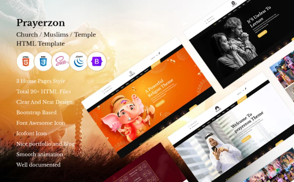 Prayerzon – Church / Muslims / Temple HTML Template