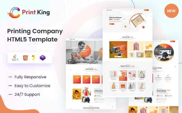 Print-King Printing Company and Design Services Bootstrap HTML5 Website Template — Template by Templatemonster