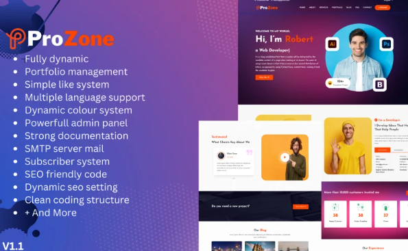 ProZone – Agency, Personal, Company Portfolio Laravel Script — Template by Templatemonster