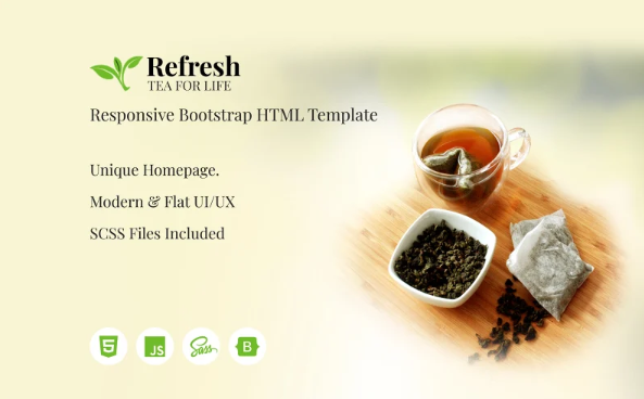 Refresh Tea – Responsive eCommerce Website HTML Template