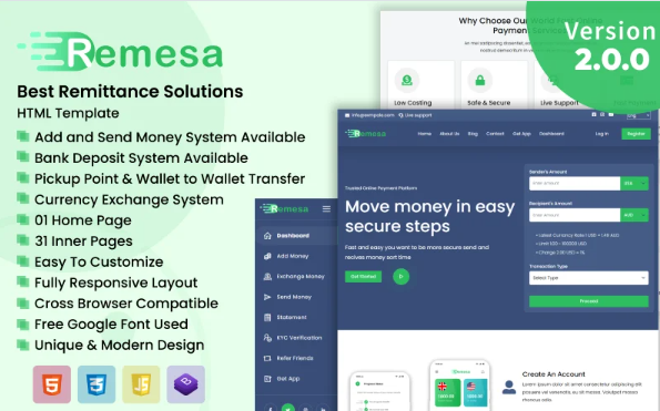 Remesa – Best Remittance Solutions HTML Template — Template by Templatemonster