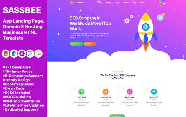Sassbee – Apps, Software, Domain Hosting HTML Template — Template by Templatemonster