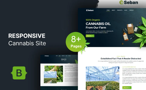 Seban – Cannabis and Medical Marijuana, CBD Oil Shop HTML5 Website Template — Template by Templatemonster