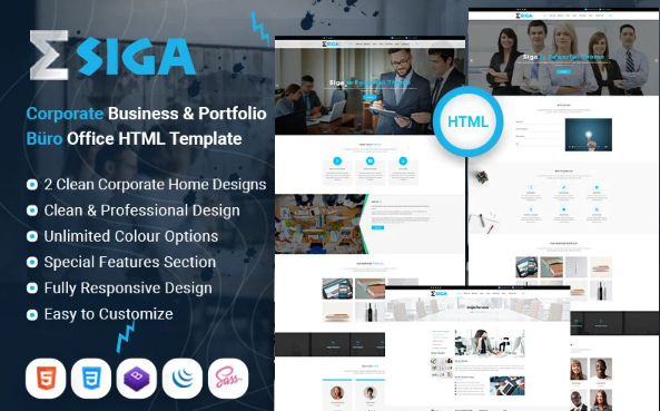 Siga – Corporate Portfolio Business Office HTML Template — Template by Templatemonster