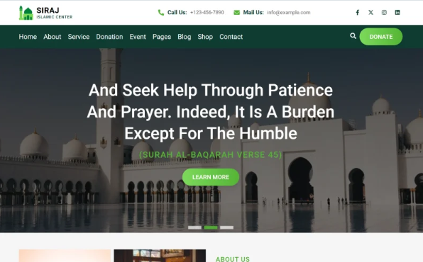 Siraj – Islamic Center React Website Template