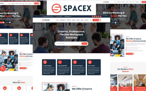 Spacex – Office Rental And Coworking Space HTML5 Template — Template by Templatemonster